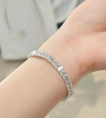 Brazalete tenis diamantes naturales esmeralda de 10 quilates para cualquier ocasión platino 950 Foto 1 de 4