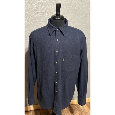 Pendleton Men's XL Dark Navy Wool Blend Button Up Shirt Elbow Patches cabin core - Image 1 of 4