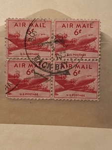 Vintage Stamps 6 Cents Red Airmail War Stamps Used US Postage - Picture 1 of 5