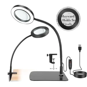 10X Desk Magnifying Glass with Light and Stand, Gooseneck LED Table Magnifyin... - Picture 1 of 7