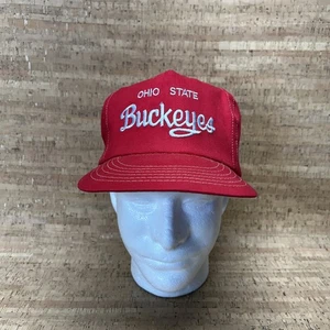 Vintage NCAA Ohio State Buckeyes Script Snapback Hat Cap Red USA Made - Picture 1 of 5