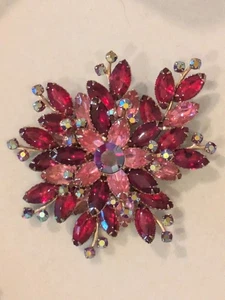Große Vintage 60er Jahre Juliana D&E Brosche rot, rosa & A-B Strass atemberaubend! - Bild 1 von 11