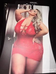 Red Killer Legs Queen Plus Sz 1X 2X Fishnet Body Suit Stocking Sheer Lingerie - Picture 1 of 3