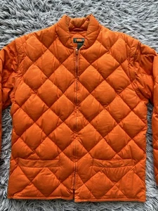 J Crew Jacket Womens Small Orange Oarsman Quilted Goose Down Convertible Vintage - Picture 1 of 12