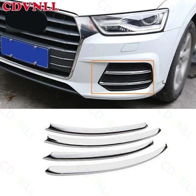 Capa tira farol de neblina dianteiro cromado prata cromada para Audi Q3 Quattro 2016-2018 - Imagem 1 de 4