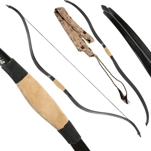 52" Archery Traditional Bow 15-95lbs Outdoor Recurve Bow Longbow Hunting RH LH - Picture 1 of 11