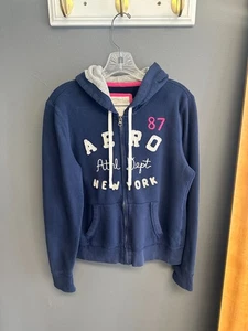 Y2K Vintage Aeropostale Sudadera con Capucha Junior XL Azul Rosa Cremallera Completa Chaqueta Sudadera - Imagen 1 de 5