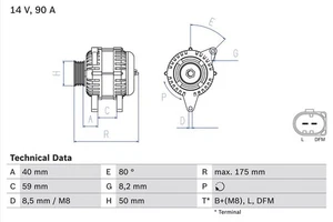 Alternator Bosch for AUDI A4 B5 2.5 TDI 0 986 041 310 - Picture 1 of 2
