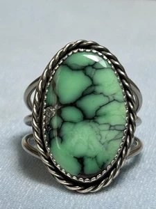 Southwestern natürlicher Variszit Ring (Türkis Schwester) Sterling Größe 12-1/2 - Bild 1 von 4