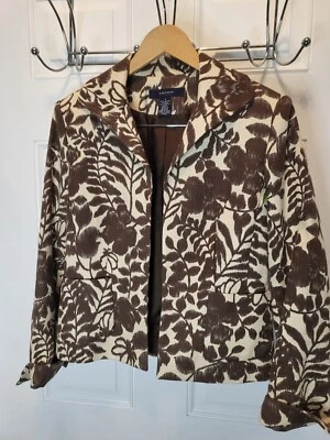 Jones Wear Wms Sz 8 Beige Brown Skirt and Jacket Suit Braided tassel Belt 1261 - Image 1 of 4