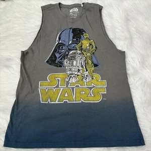 Star Wars Mighty Fine Sleeveless Top Tank Muscle Shirt XS Vader R2D2 C3PO *Worn* - Picture 1 of 12