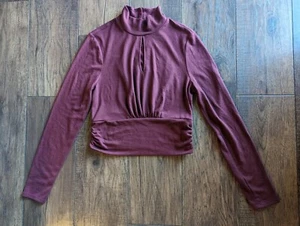 Brea Canyon Women's Roza Long Sleeve Keyhole Knit Top EJ1 Burgundy Large NWT - Picture 1 of 15