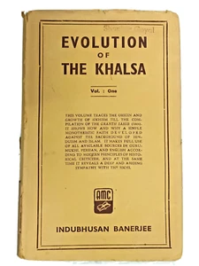 LIBRO SIKH VINTAGE DE LA INDIA: EVOLUCIÓN DEL KHALSA VOL. 1 INDUBHUSAN BANERJEE 1979 - Imagen 1 de 13