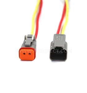 12 AWG montiert Deutsch 2 Pin wasserdichter Stecker 6" Drahtsatz - Bild 1 von 2