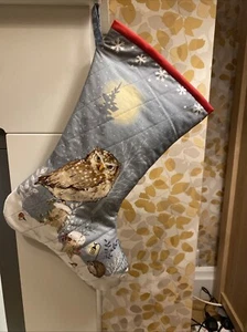 Christmas/Winter Stocking Quilted Owl/Robin/Hedgehog Design Fully Lined Handmade - Picture 1 of 8