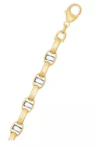 14k Yellow + White Gold Anchor Mariner Mens Chain Bracelet 7.4MM 15grams 8.5" - Picture 1 of 2