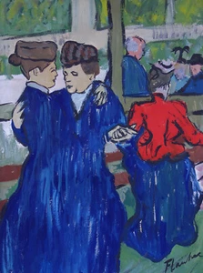Fine unique painting – Parisian interior, signed Henri de Toulouse Lautrec w COA - Picture 1 of 10