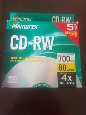 四 (4) 包 Memorex 可重写 CD-RW 4X 700MB 80 分钟珠宝盒 1 缺失 — 第 1/3 张图片