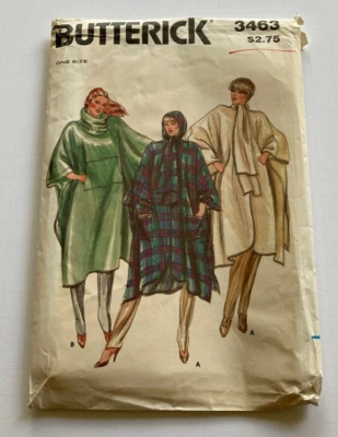 Capucha Butterick 3463 Bolsillo Talla Única Lana Tejida Corte Parcial Foto 1 de 4