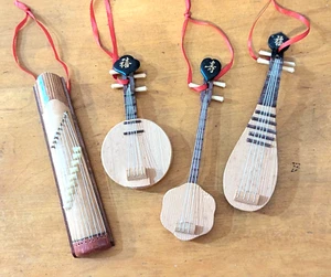 Christmas Ornaments Musical String Instruments Wood Set Of 4 Early 2000s - Picture 1 of 10