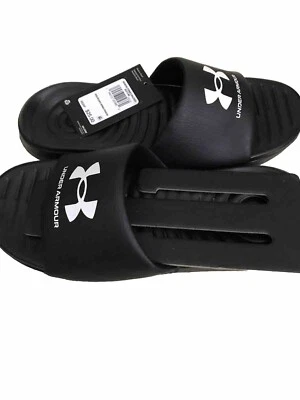 Sandalias para mujer UA Under Armour Ansa con toboganes fijos negras/blancas Foto 1 de 4