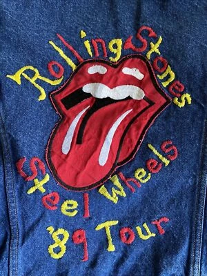 Chaqueta vaquera vintage de los Rolling Stones - cosida a mano - 1989 - Lee - ruedas de acero Foto 1 de 4