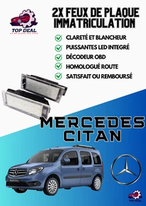 2x Feux de plaque d'immatriculation LED Mercedes Citan 5 places expédié sous 24h - Imagen 1 de 4