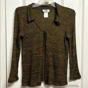 Maglione cardigan Los Angeles Gal marrone maglia cravatta collo aperto colletto acrilico 14 - Foto 1 di 5