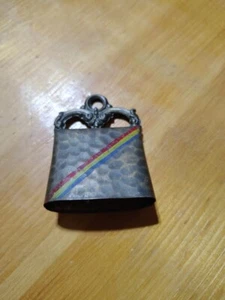 Vintage Cowbell Handheld Small Decorative Hand Painted Farmhouse Hammered Bronze - Picture 1 of 6