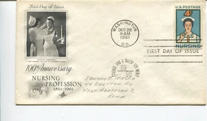 USA Briefmarke 1961 SC #1190 FDC 100th Anniversary of Nursing Artcraft - Bild 1 von 2