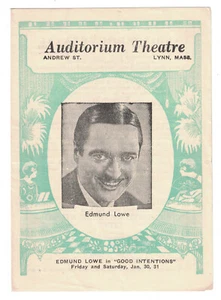 1920-30s Movie Program-Auditorium- Lynn MA- Edmund Lowe in Good Intentions - Picture 1 of 1