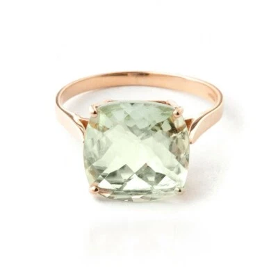 14K. GOLD RING WITH CHECKERBOARD CUT GREEN AMETHYST  - Image 1 of 4