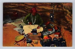 Gallup fast neuwertig - New Mexico Navajo indischer Silberschmied arbeitet in Hogan Vintage Postkarte - Bild 1 von 2