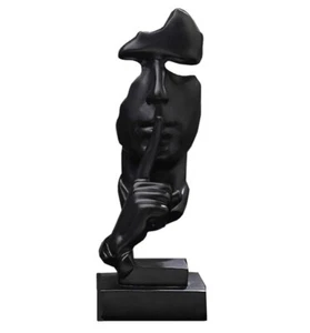 Estatua de pensamiento de 12,2"" Silence Is Gold hecha a mano figura decoración para el hogar - Imagen 1 de 7