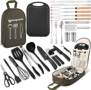 Camping Cooking Essentials Utensils Set - Camp Cookware Kitchen Accessories Kit, - Picture 1 of 12