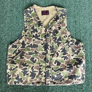 Vintage 50s 60s Mens Ranger Duck Frogskin Camouflage Hunting Vest Game Bag Large - Picture 1 of 9