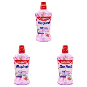 3x Colgate 1L Mouthwash Max Fresh Longer Cooling Alcohol Free Watermelon Mint - Picture 1 of 3