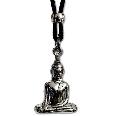Buddha Anhänger Bhumisparsha Mudra Buddha Perlen Schnur Halskette Bohème Schmuck - Bild 1 von 4