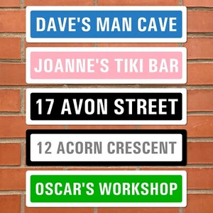 Personalised ANY TEXT Sign on METAL Plaque Door Wall Street Railway Family Gift - Picture 1 of 22