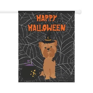 Halloween Yorkie Hund Garten & Haus Flagge - 2 Größen - tolles Geschenk Yorkie Besitzer - Bild 1 von 11