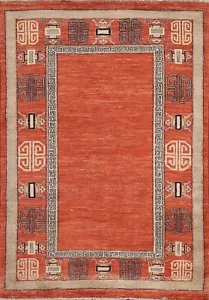 Black Friday Deal Orange Wool Hand-knotted Gabbeh Kashkoli Oriental Area Rug 5x7 - Picture 1 of 12