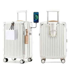 All-in-One Carry-On Suitcase w/ USB-C Port, TSA Lock, Cup Holder & Laptop Pocket - Picture 1 of 11