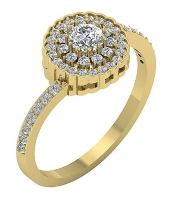 Solitaire Halo Engagement Ring Yellow Gold I1 G 0.85 Ct Round Diamond 10.25 mmm - Image 1 of 4