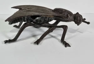 Vintage Italy Large Fly Ashtray in Brass Cast Inset Shape Antique Ashtray 1950s - Picture 1 of 12