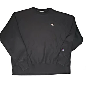 Champion Mens Reverse Weave Sweatshirt Pullover Size XL Black Crewneck Heavy - Picture 1 of 3