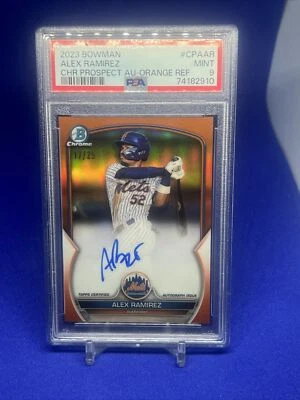 2023 Bowman Chrome Alex Ramirez TRUE ORANGE AUTO #/25 METS PSA 9 - Image 1 of 2