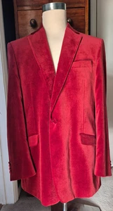 SAMUEL WINDSOR Dark Orange/Red Cotton Velvet Single Breasted Jacket Chest 44" ** - Picture 1 of 18