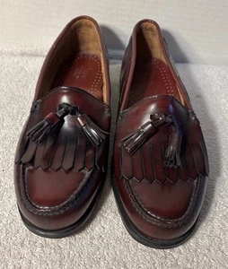Mens G.H. Bass & Co. Weejuns Burgundy Leather Kiltie Tassel Loafers Sz 9 3E - Picture 1 of 12