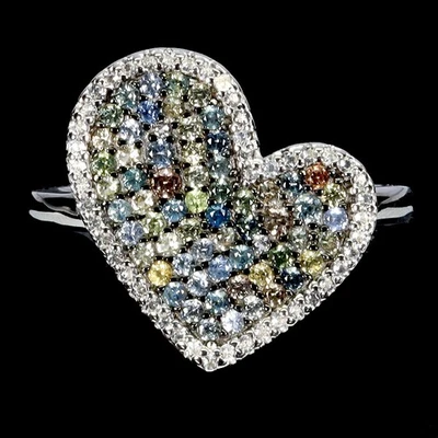 925 Sterling Silver Ring Sapphire Round Diamond Cut Topaz Gemstone Jewelry Sz 8 - Image 1 of 4