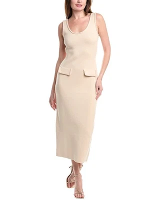 Vestido midi tejido trenzado rosa sin fin beige Xs Foto 1 de 2